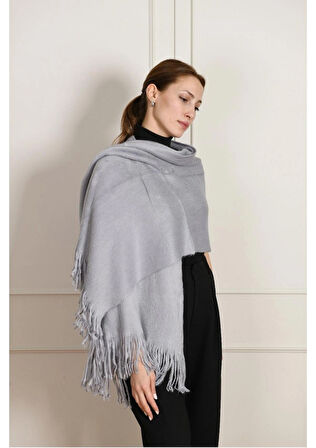  Angora Bayan Açık Gri Şal Atkı – Yumuşacık, Zarif ve Sıcacık Dokunuş