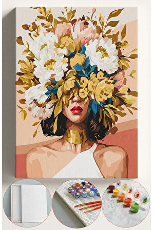 Sayılarla Boyama Seti Numaralı Tuval Fırça Boya 40x50 Cm - GOLDÇİÇEKKADIN