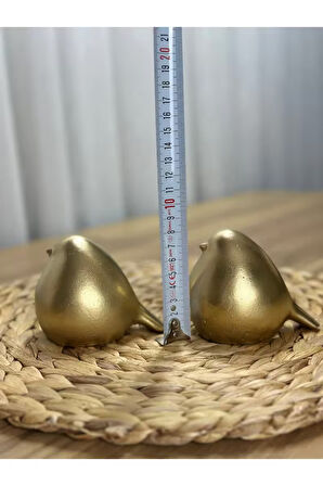 2'li Gold Kuş Figürü Mermerit Dekoratif Obje Seti