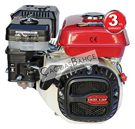 GoldMoto GM200K19 Benzinli Motor 6.5 Hp İpli Krank Mili Kamalı 19mm