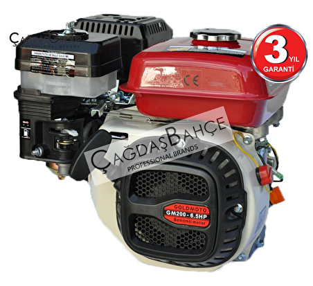 GoldMoto GM200K19 Benzinli Motor 6.5 Hp İpli Krank Mili Kamalı 19mm