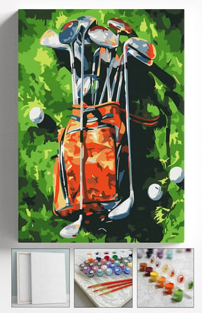 Sayılarla Boyama Seti Numaralı Tuval Fırça Boya Askı Aparatı Dahil Set 40x50 Cm - GOLF ÇANTASI