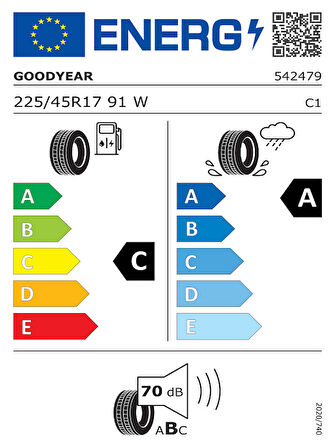 Goodyear 225/45R17 91W Efficientgrip Performance 2 Oto Yaz Lastiği (Üretim Yılı:2025)