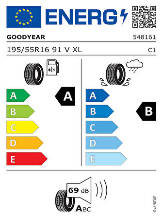 Goodyear 195/55R16 91V Effigrip Perf XL Oto Yaz Lastiği (Üretim Yılı:2025)