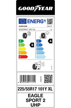 Goodyear 225/55R17 101Y Eagle Sport 2 UHP XL FP Oto Yaz Lastiği (Üretim Yılı: 2023)
