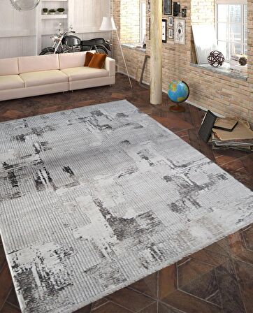 İpek Mekik Halı Gordion Antrasit Gri Modern Halı