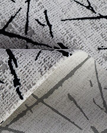 İpek Mekik Halı Gordion Siyah Beyaz Çizgi Desenli Halı