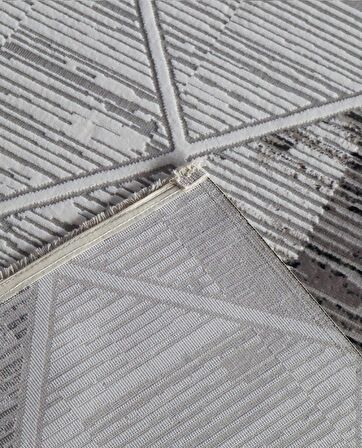 İpek Mekik Halı Gordion Siyah Kahve Modern Saçaklı Halı