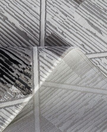 İpek Mekik Halı Gordion Siyah Kahve Modern Saçaklı Halı