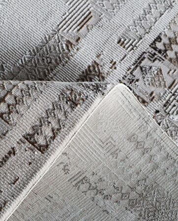 İpek Mekik Halı Gordion Kahve Ekru Eskitme Desenli Halı