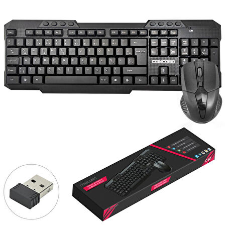 CONCORD C-60 Kablosuz Klavye Q Türkçe Multimedia + Mouse Seti