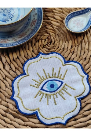 Nazar Göz Nakışlı GOLD Kokteyl Kahve Yanı Sunum Peçetesi 2li Otantik Göz Desenli