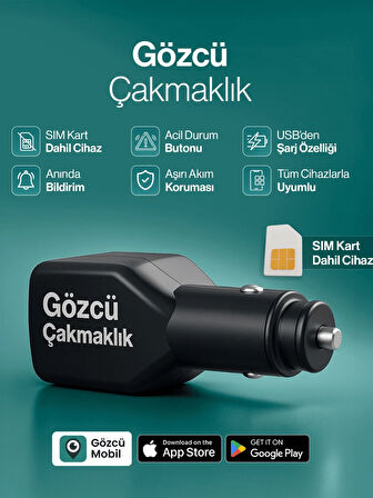Gözcü Mobil Çakmaklık Takip Cihazı Araç GPS Takip Sistemi Anlık Konum Takibi Geçmişe Dönük Konum Takibi Geofence