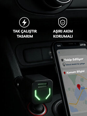 Gözcü Mobil Çakmaklık Takip Cihazı Araç GPS Takip Sistemi Anlık Konum Takibi Geçmişe Dönük Konum Takibi Geofence
