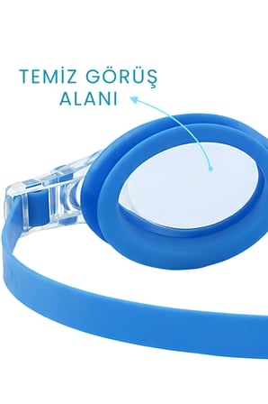 2'li Set Yüzücü Gözlüğü Kumaş Bone Set Yüzme Havuz Deniz Gözlüğü Mavi