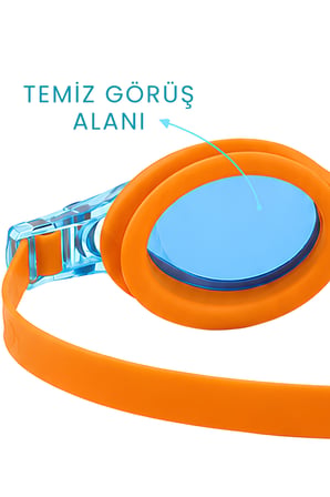 2'li Set Yüzücü Gözlüğü Kumaş Bone Set Yüzme Havuz Deniz Gözlüğü Turuncu