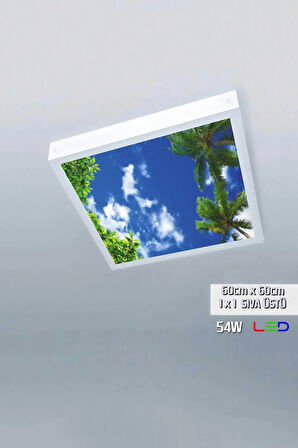 1x1-tekli-tavana Yapışık Led Panel-54w Avize-sıva Üstü Avize-bulutlu- Led