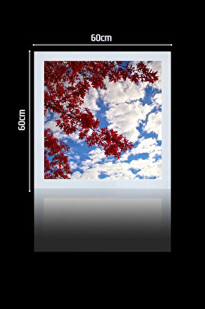 1x1-tekli-60x60-tavana Yapışık Led Panel-54w-sıva Üstü-kolay Montaj-kırmızı Ağaçlı- Led