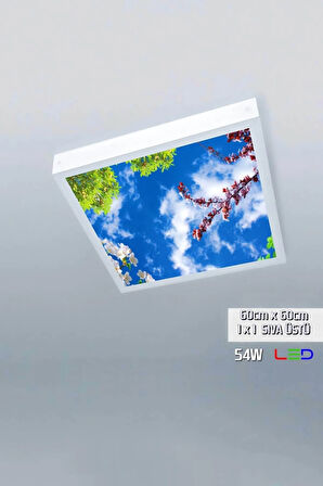 1x1-tekli-60x60-tavana Yapışık Led Panel-54w-sıva Üstü Avize-kolay Montaj-baharlı- Led