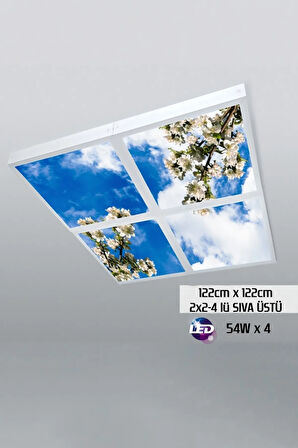 124cm X 124cm-dörtlü- Led-sıva Üstü-216watt-kuaför Tavan-led Aydınlatma-avize Modelleri