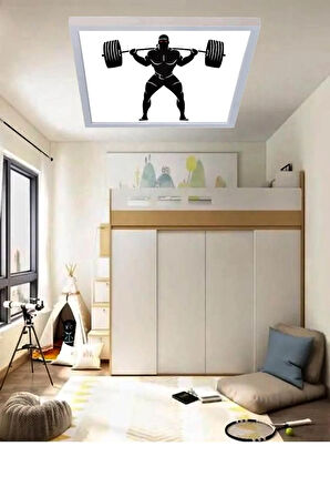Genç Odası Avize Halterci Led Aydınlatma-60w-60x60 Led Lamba, Modern Çerçeve