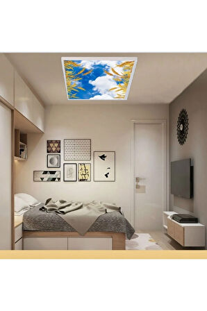 Salon Avize Modeli - 60watt Aydınlatma -60cmx60cm -led Işık Avize- Baskılı Tasarım-tavana Yapışık