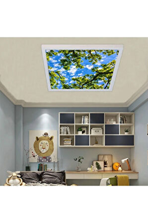 Salon Avize- 60watt - 60x60 -led Aydınlatma-tavana Yapışık-kolay Montaj Avize- Beyaz Çerçeve