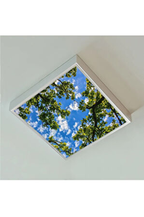 Salon Avize- 60watt - 60x60 -led Aydınlatma-tavana Yapışık-kolay Montaj Avize- Beyaz Çerçeve