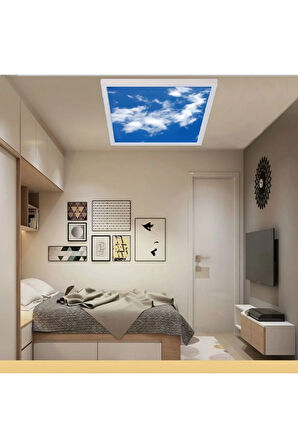 Modern Yeni Nesil 60x60 Ledli-tavan Avize-bulutlu Gökyüzü-54watt-tavana Yapışık Lamba-salon Avize-uv
