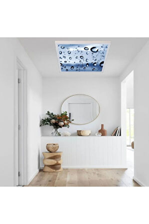 Damla Model-banyo Avize-60x60 Ledli-hd Baskılı-led Wc-banyo Avize-54watt-tavana Yapışık Lamba-beyaz