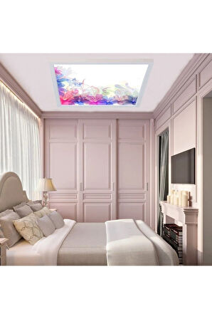 60watt-60x60 Ölçü-beyaz Ledli-tavan Avize-mavi Rüya Baskılı-tavana Yapışık Lamba-yatak Odası Avize-