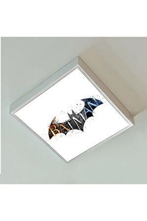 Batman-çocuk Avize-lamp 60x60 Baskılı Led Avize- Beyaz Çerçeve-led Işık-kolay Montaj-60w