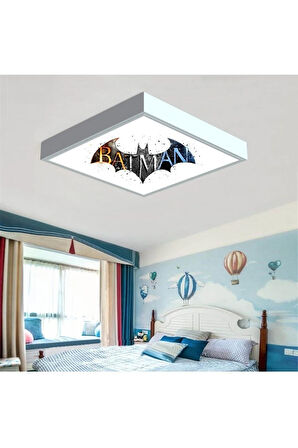 Batman-çocuk Avize-lamp 60x60 Baskılı Led Avize- Beyaz Çerçeve-led Işık-kolay Montaj-60w