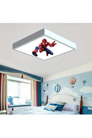 Spider Man Çocuk Odası Led Avize- 60w 60cmx60cm Beyaz Işık