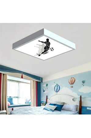 Futbol Boys Çocuk Odası Led Avize-60cmx 60xm Büyük Kare-1.5kg Hafif- 54w Güç-kolay Montaj-lüx Ürün