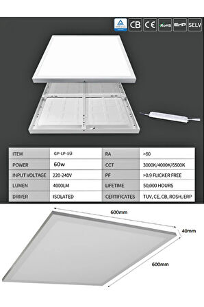 Aslan Çocuk Odası Led Avize-60w Aydınlatma-şık Tasarım-60cmx60cm Kare-beyaz Işık-led-beyaz Çerçeve