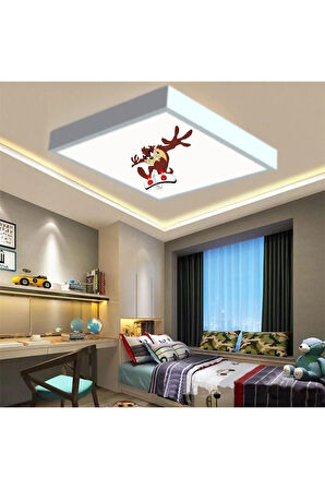 Kaykaycı Tazman Çocuk Led Avize-60w Güçlü Aydınlatma-60x60 Modern Çerçeve Led Avize