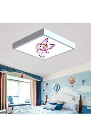 Unicorn Melek Çocuk Odası Led Avize 60x60cm