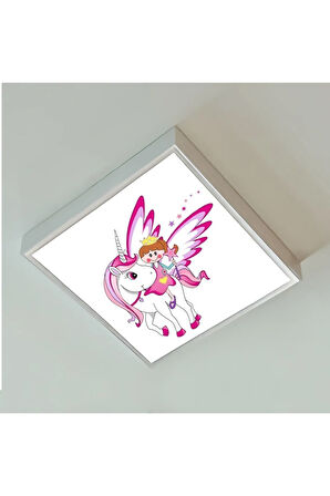 Unicorn Melek Çocuk Odası Led Avize 60x60cm