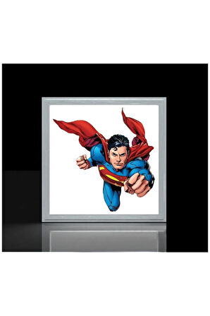 Super Man Çocuk Led Avize-ışık 60w Güçlü Aydınlatma-60x60 Beyaz Kare Çerçeve- Çocuk Avize Modelleri