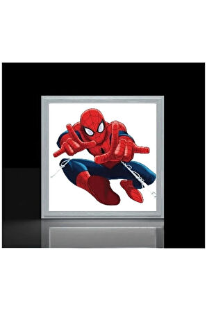 Örümcek Adam Çocuk Odası Led Avize- 60x60 Baskılı Led Avize- Beyaz Çerçeve-54w Led Işıklı Avize