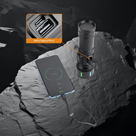 Şarjlı Kamp Feneri / Dijital Ekranlı Güç Göstergeli - 9 Mod Powerbank Özellikli, Şarj Kablolu, Taşıma Çantalı (Tripod Takılabilir)