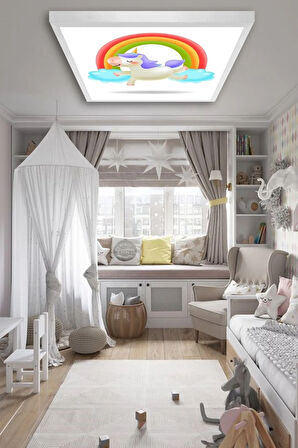 60watt- Çocuk Odası Led Avize, Hayal Perest 60cmx60cm Led Çoçuk Odası Avize