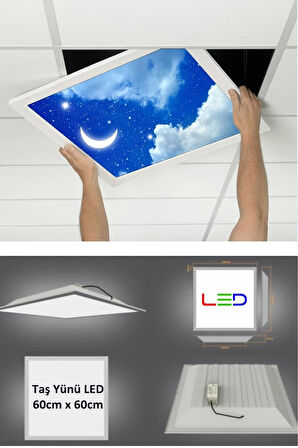 Asma Tavan-60cmx60cm-sıva Altı-54w-6500 K-beyaz-led Panel-led Armatür-taş Yünü Asma Tavan- Led