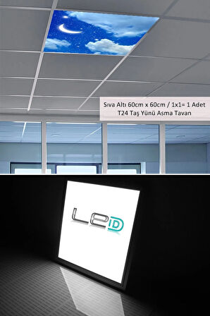 Asma Tavan-60cmx60cm-sıva Altı-54w-6500 K-beyaz-led Panel-led Armatür-taş Yünü Asma Tavan- Led