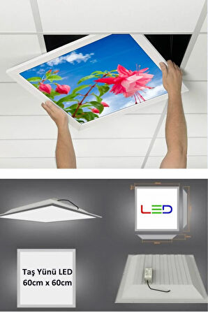Asma Tavan-60cmx60cm-sıva Altı-54w-6500k-beyaz-led Panel-led Armatür-taş Yünü Asma Tavan-hastane Led