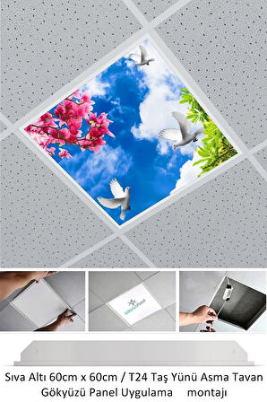 Asma Tavan-60cmx60cm-sıva Altı-54w-6500k-beyaz-led Panel-led Armatür- 60x60 Taş Yünü Asma Tavan-led