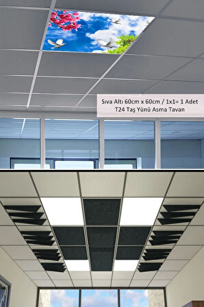 Asma Tavan-60cmx60cm-sıva Altı-54w-6500k-beyaz-led Panel-led Armatür- 60x60 Taş Yünü Asma Tavan-led