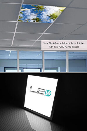 Asma Tavan-60cmx60cm-sıva Altı-54w-6500k-beyaz-led Panel-led Armatür- 60x60 Taş Yünü Asma Tavan Ledi