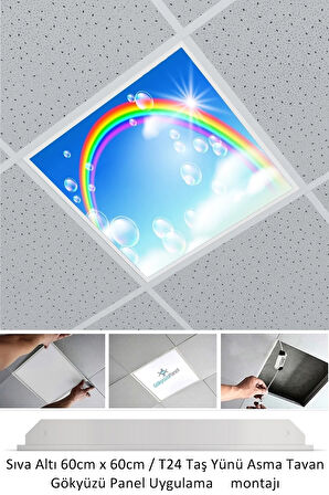 60cmx60cm-asma Tavan-sıva Altı-54w-6500k-beyaz-led Panel-led Armatür- 60x60 Taş Yünü Asma Tavan Ledi